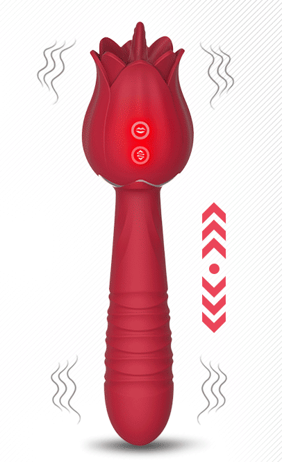 Sỉ Dương vật giả 2 đầu rung thụt kèm lưỡi liếm hình bông hoa hồng chày rung massage  tốt nhất 