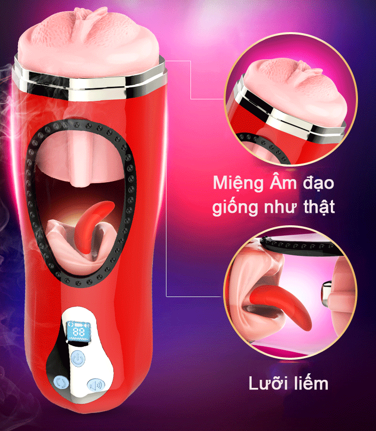 Bỏ sỉ Âm đạo giả rung rên toả nhiệt kèm lưỡi bú liếm Jiuai Masturbation Cup  hàng mới về 