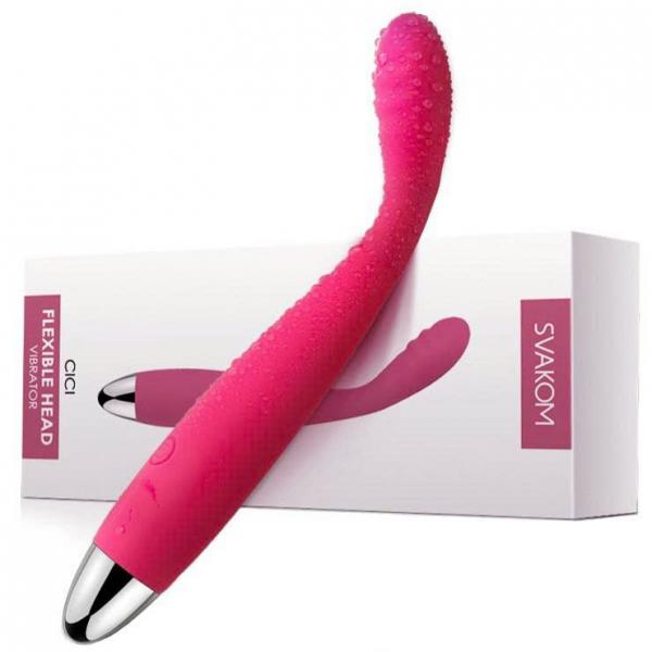 Máy rung thụt mini Svakom Cici 1 silicone mềm mịn cây rung móc massage điểm G 