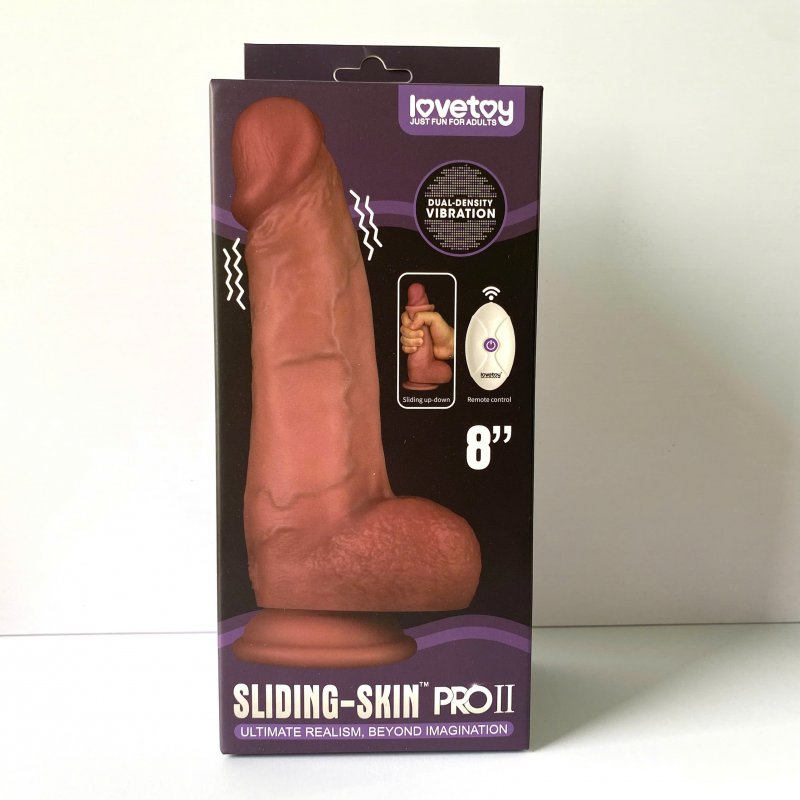 Dương Vật Giả Lovetoy Sliding Skin Pro II 8 Inch Silicon 2 Lớp Rung Đa Tần Điều Khiển Từ Xa 